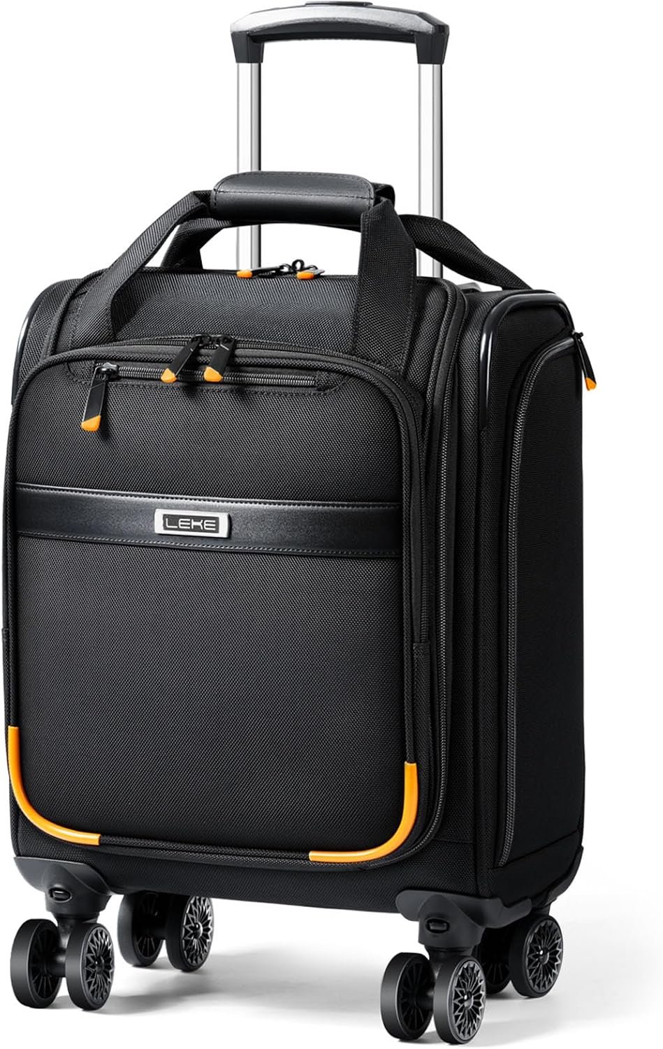 Underseat Carry On Luggage with Spinner Wheels,16 Inch Softside Suitcase with Detachable Wheels, Lightweight Travel Luggage Bag for Men Women, Black