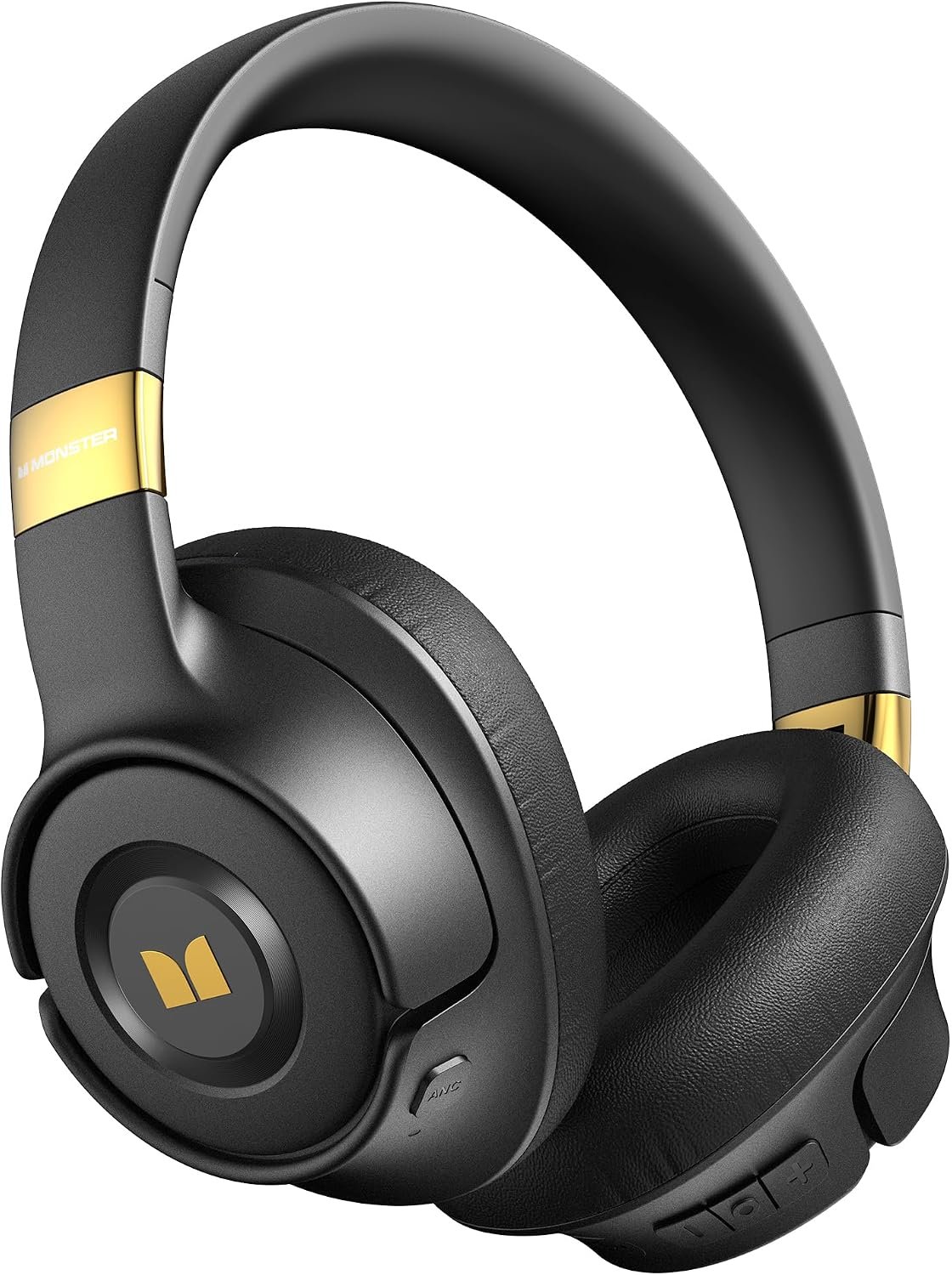 Monster Active Noise Cancelling Headphones, Wireless Over-Ear Bluetooth, 40H Long ANC Playtime, HiFi Audio, Big Bass, Deep Bass, Built-in Mic, Memory Foam Ear Cups for Home