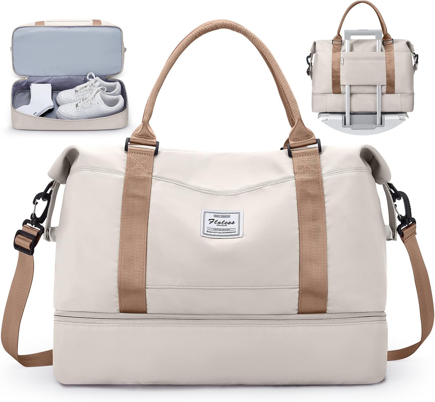 Travel Duffel Bag with Shoes Compartment, Weekender Bags for Women