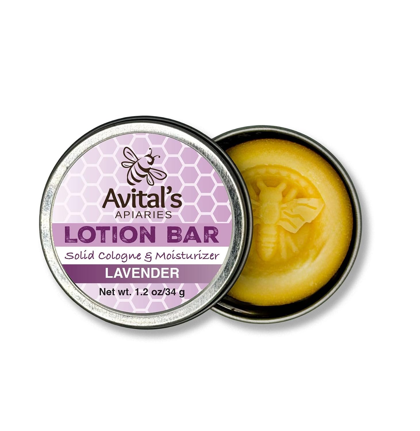 Avital’s Apiaries Lavender Lotion Bar for Dry Skin – Solid Moisturizing Bar with Shea Butter & Beeswax, Natural Hand & Body Lotion, Long-Lasting, Travel-Friendly, Plastic-Free Skincare