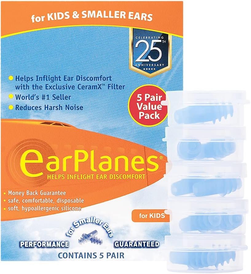 EarPlanes Ear Plugs Kid’s Small Size 1 Pair (Pack of 5)