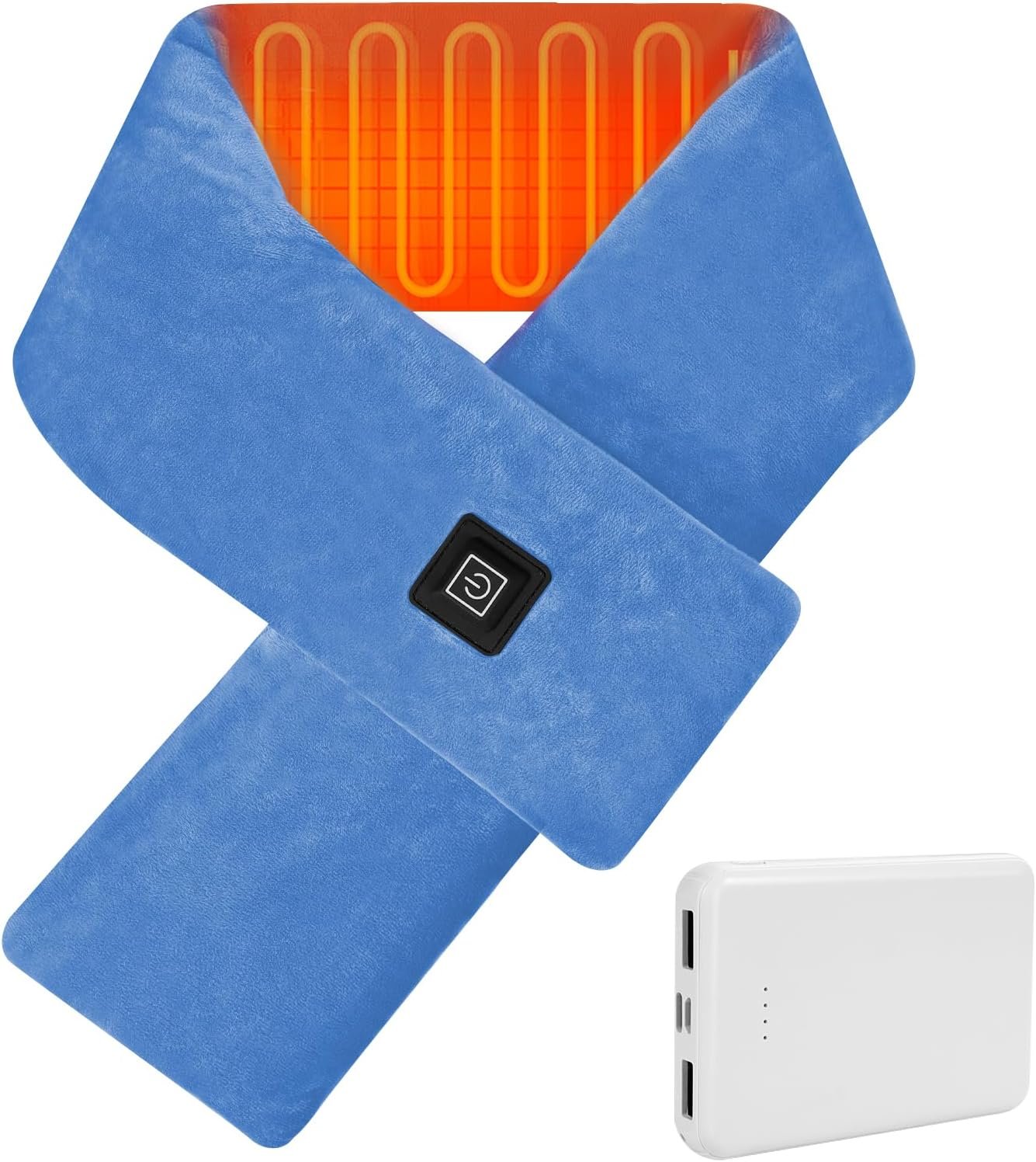 Rechargeable Cordless Neck Heating Pad; 5000mAh Power Bank Neck Warmer for Pain Relief; Fast Heating Electric Heat Wrap with 3 Temp Settings; Portable Thermal Pad for Men & Women(Sky Blue)