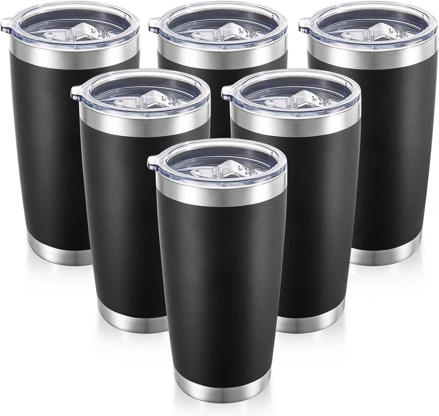 20 oz Tumblers Bulk Stainless Steel Tumbler with Lid, 6 Pack