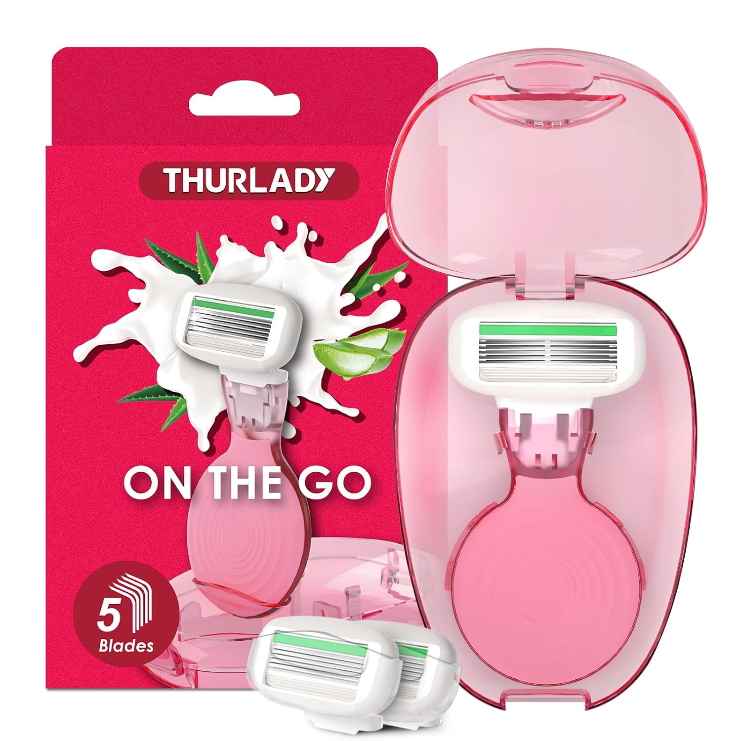 Mini Travel Razors for Women, 5-Blade Razor Kit with 3 Refills & Case