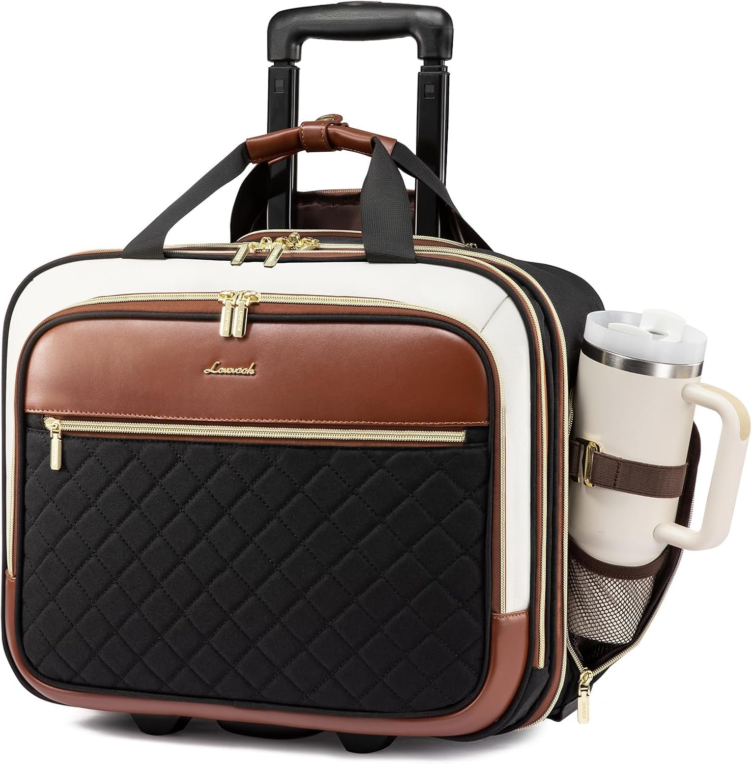LOVEVOOK Rolling Laptop Bag for Women, Underseat Carry On Bag with Wheels
