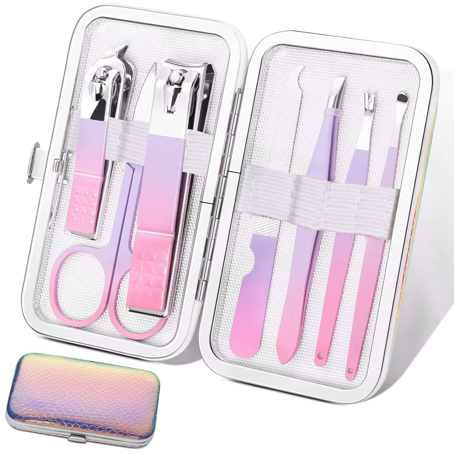Aceoce Manicure Set Women Nail Clippers Professional Manicure Pedicure Kit Stainless Steel Nail Cutter Grooming Kit Personal Care Tool with Travel Case Gifts for Women Her Valentine’s Day Mother’s Day