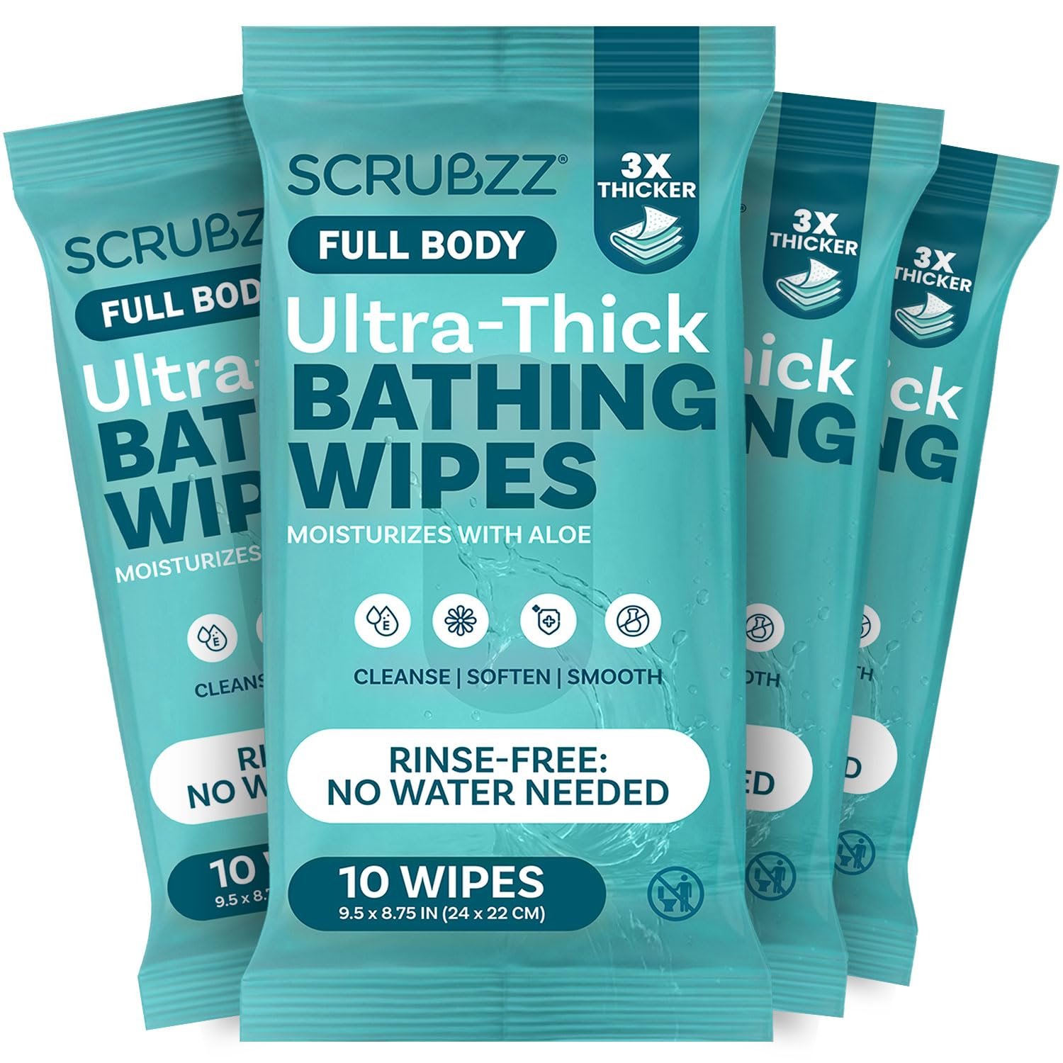 Extra Large Body Wipes for Adults Bathing No Rinse – 40 Ultra Thick Disposable Shower Wipes for Men, Women & Elderly – Great for Gym, Camping, Post Surgery