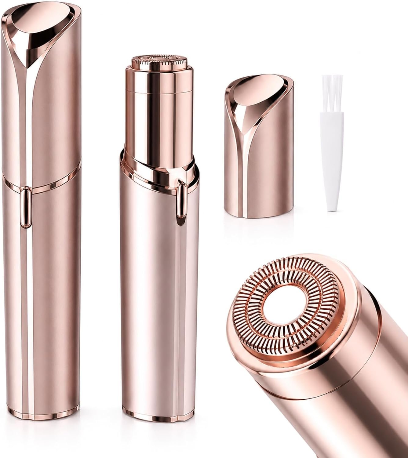 Flawless Facial Hair Remover for Women- as Seen on TV Painless Face Shaver -Mini Hair Remover, Electric Razor Shaver Portable Bikini Epilator for Lips, Chin, Armpit, Peach Fuzz,Neck, Cheek(Champagne)