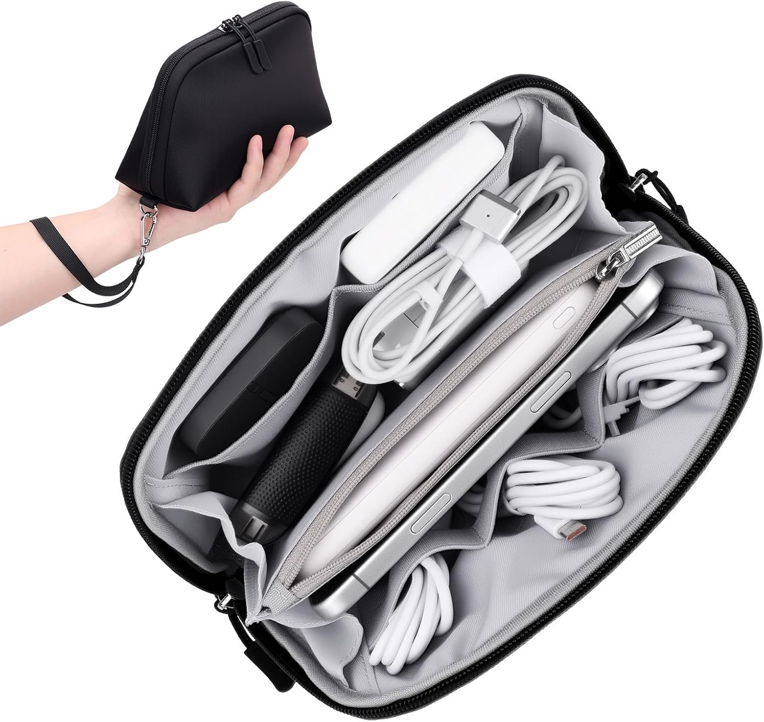 FYY Travel Cable Organizer – 8 Compartments, Lightweight, Water Repellent