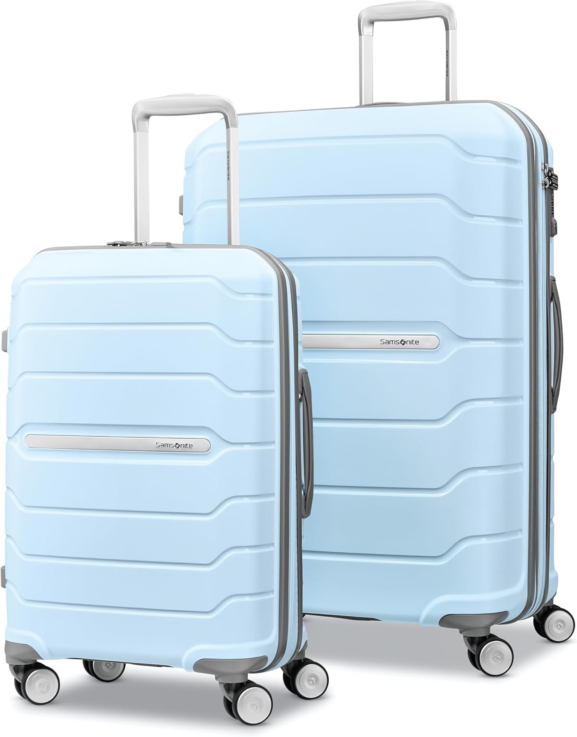 Samsonite Freeform 2-Piece Luggage Set – Carry-On & Large Checked Luggage with Dual Spinner Wheels – Durable Polypropylene Hardshell – TSA Lock, Airline-Approved – Expandable Hard Shell – Sky Blue