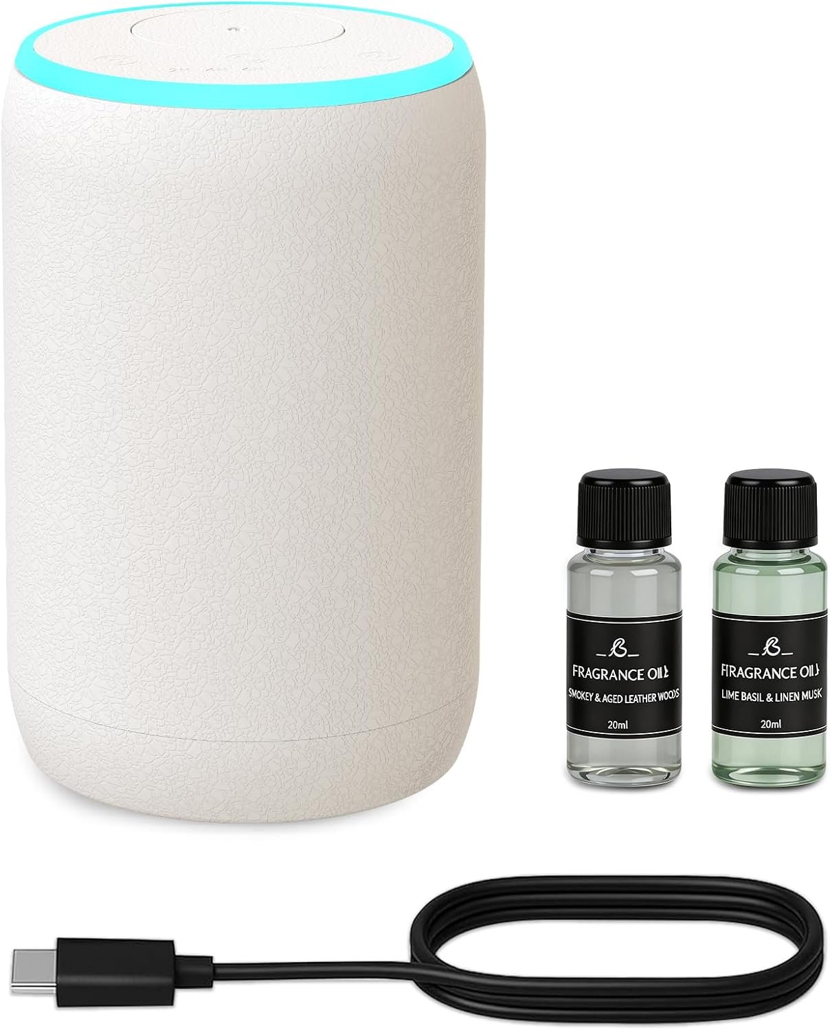 Portable Waterless Essential Oil Diffuser Starter Kit with 7 Lights for Home Car and Office, Compact Scent Diffusers Includes 2 x 20mL Hotel Scent Oils, A Gift Idea for Parents and Friends
