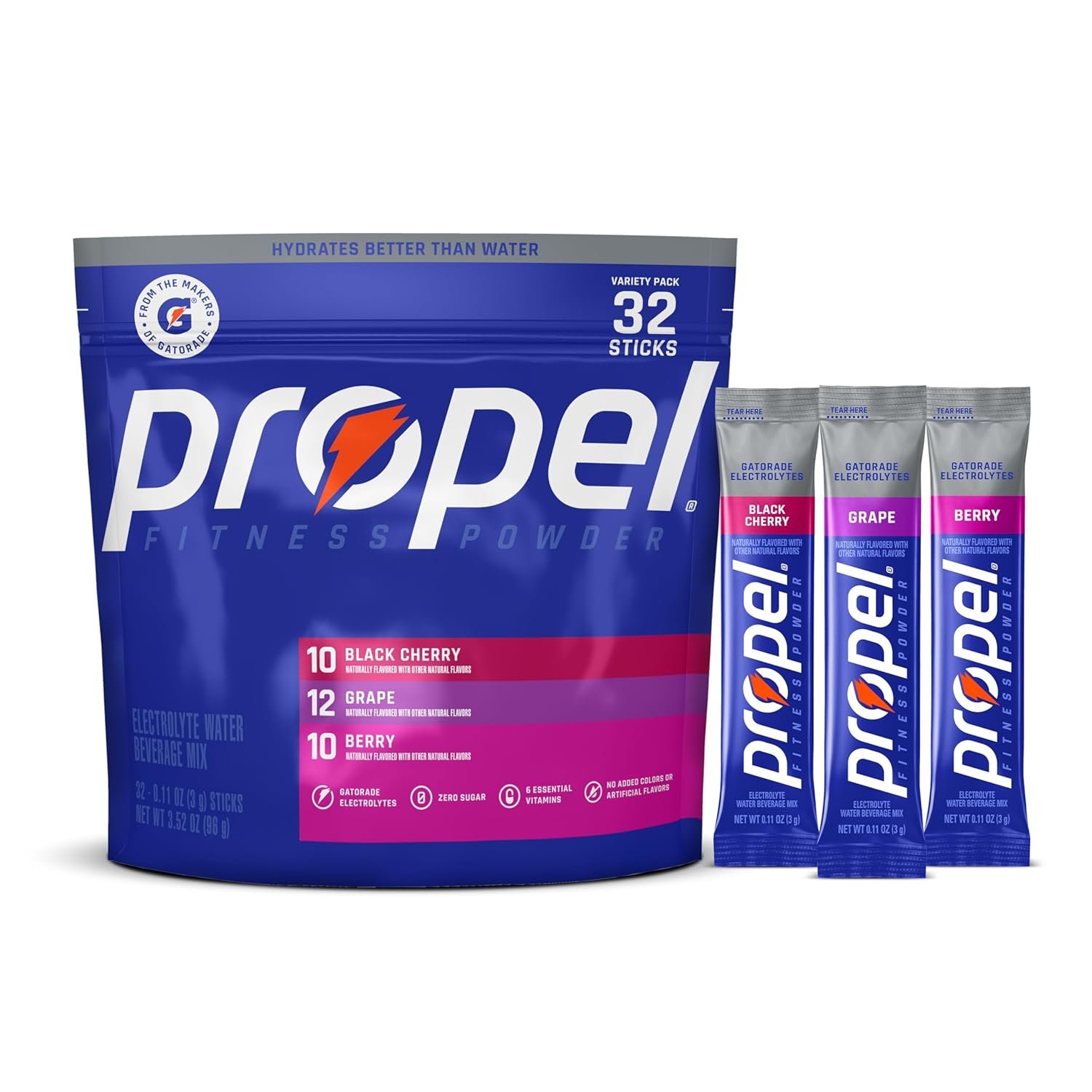 Propel Electrolyte Powder Drink Mix, 3 Flavor Variety Pack, (32 Servings)