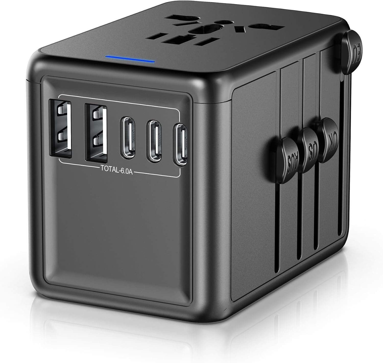 Universal Travel Adapter, 30W 6.0A 5 USB C/A Ports & 2500W AC Outlet