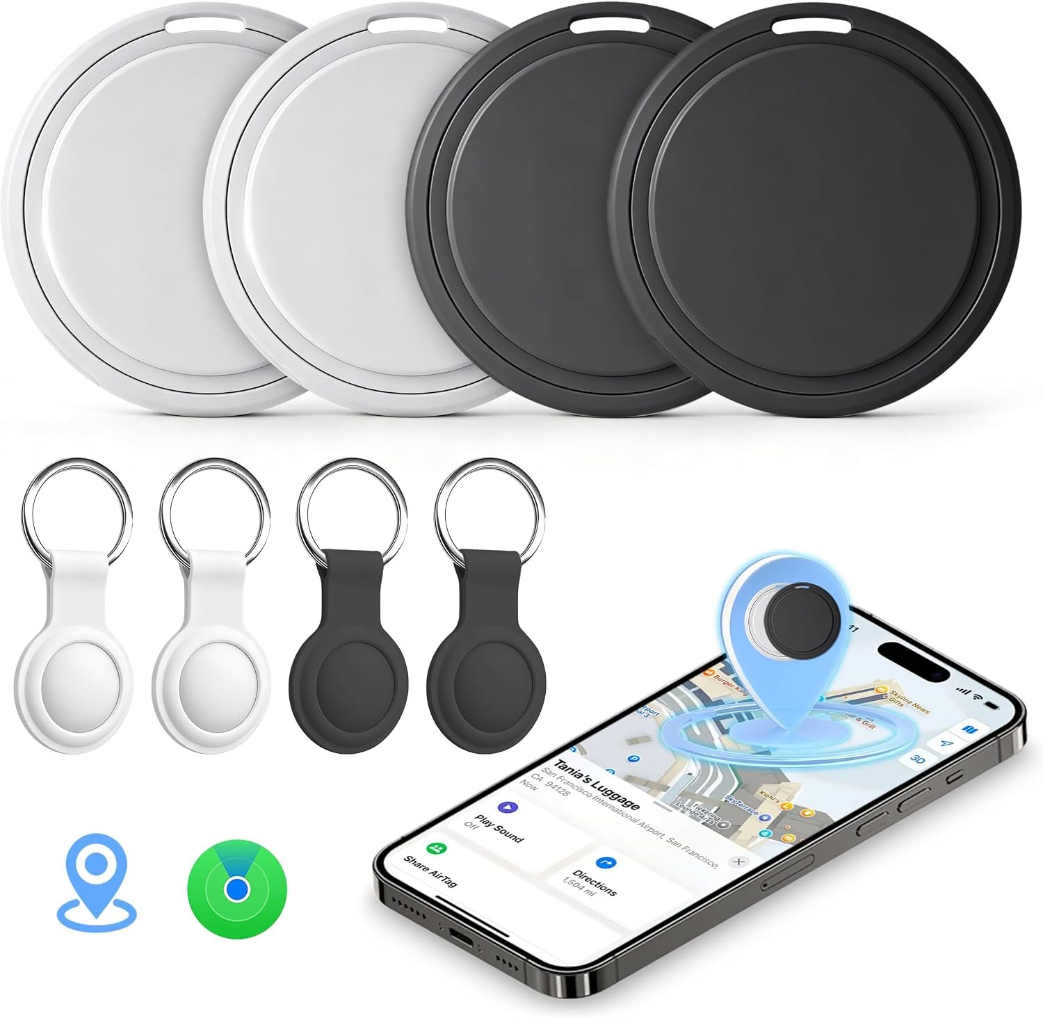 Air Tracker Tags 4Pack Smart Tracker for Keys with Apple Find My (iOS Only)