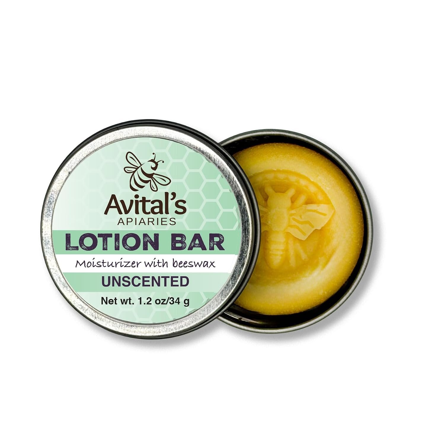 Avital’s Apiaries Fragrance Free Beeswax Lotion Bar – Unscented Hand, Lip & Body Balm for Sensitive Skin – Shea, Mango Butter, Argan Oil – Unisex, Travel-Friendly, Plastic-Free