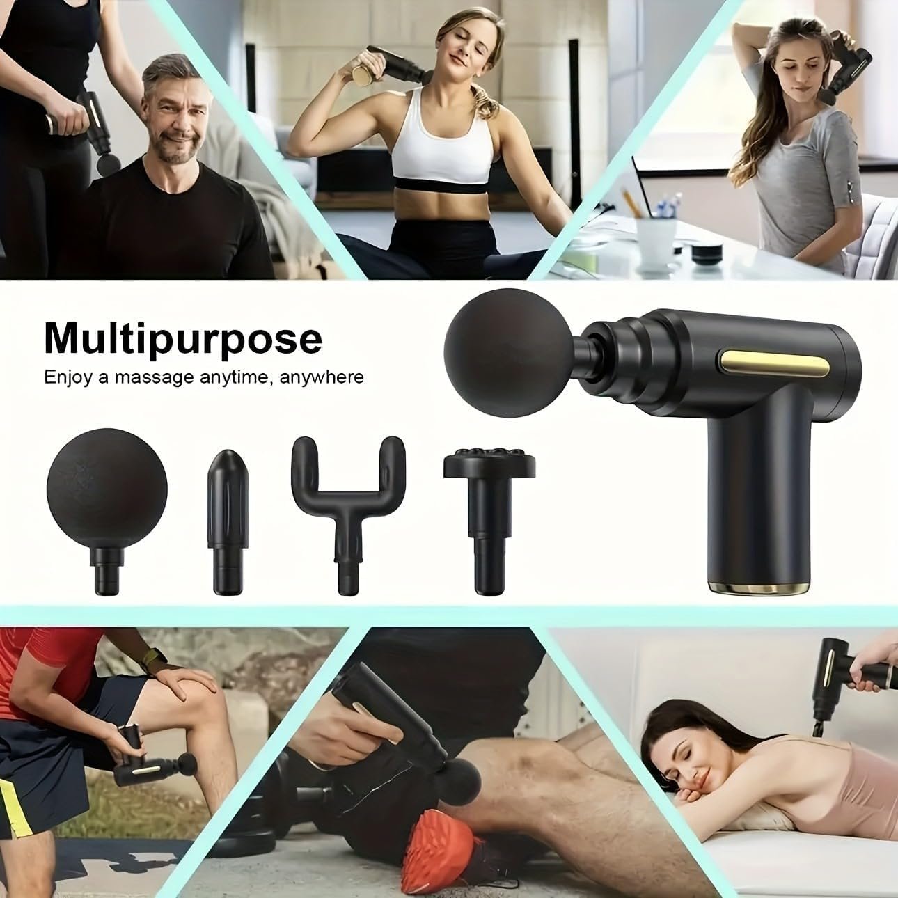 Portable Massage Gun Deep Tissue,Percussion Handheld Muscle Massager Tool, Ideal Gifts for Home & Travel (Black)