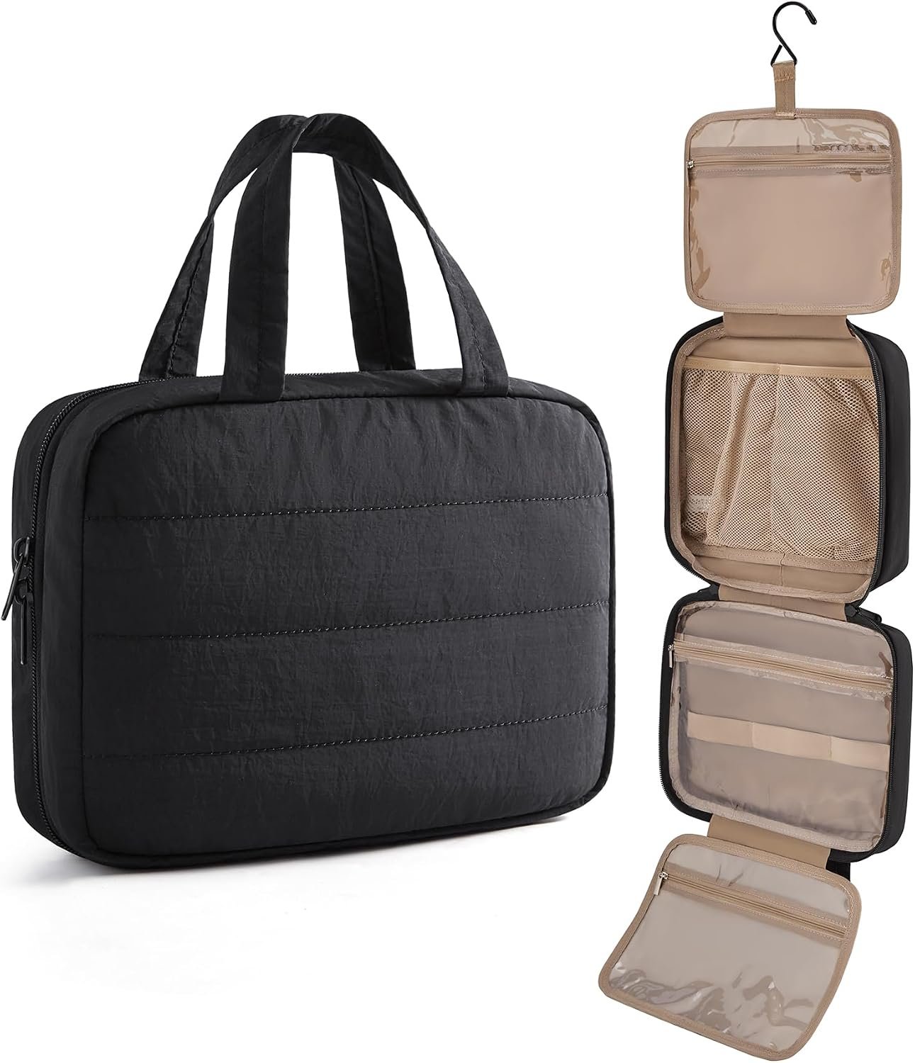 LIGHT FLIGHT Travel Toiletry Bag – Hanging Makeup Organizer for Women & Men