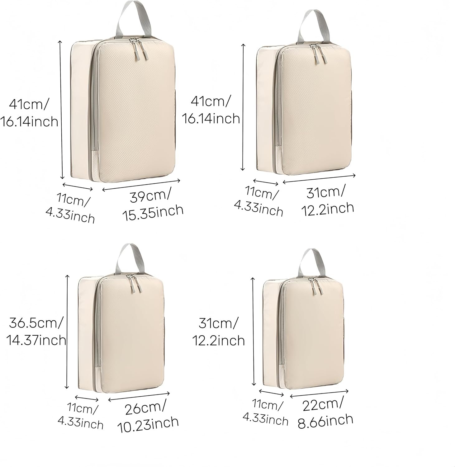 4PCS Compression Packing Cubes for Travel – Expandable Luggage Organizers, Waterproof Storage Bags for Valentine Gift, Blue