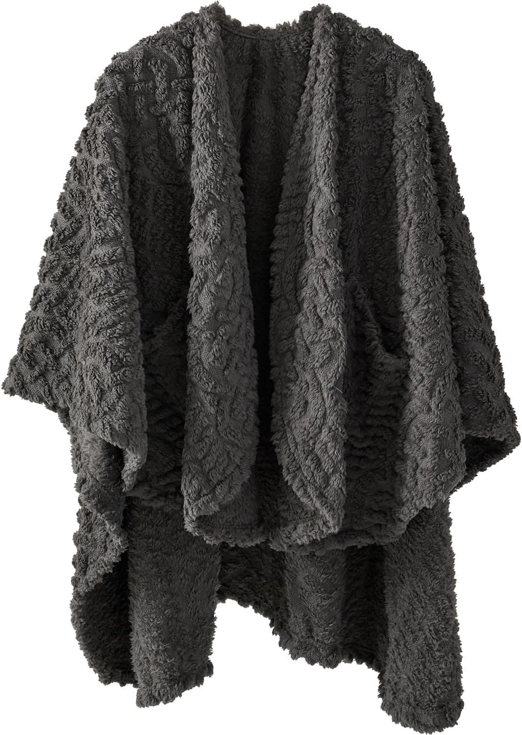 Royoliving Wearable Fleece Blanket with Pockets, Grey, 58″ x 64″