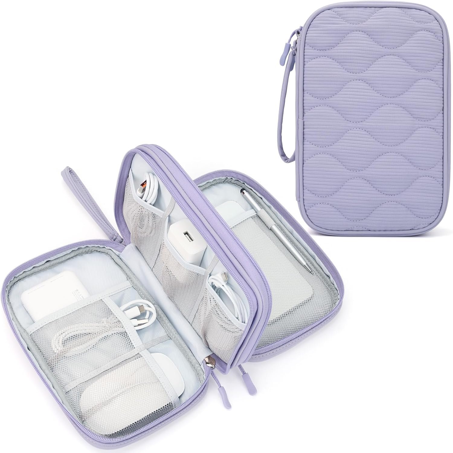 Skycase Tech Pouch – Lightweight Electronics Organizer Travel Case – Double Layers Cable Organizer – All-in-One Storage Bag for Charger, Cord, Phone, Flash Drive, Essentials – XL