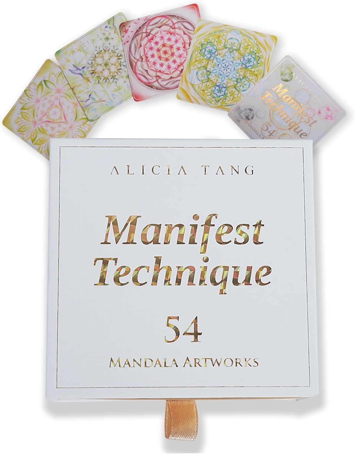 Manifest Technique Oracle Cards – Pocket-Sized 54 Manifestation Affirmation Cards with Daily Tips & Practices | Hand-Drawn Flower of Life Mandala Deck by Alicia Tang |Mindfulness Gift for Her