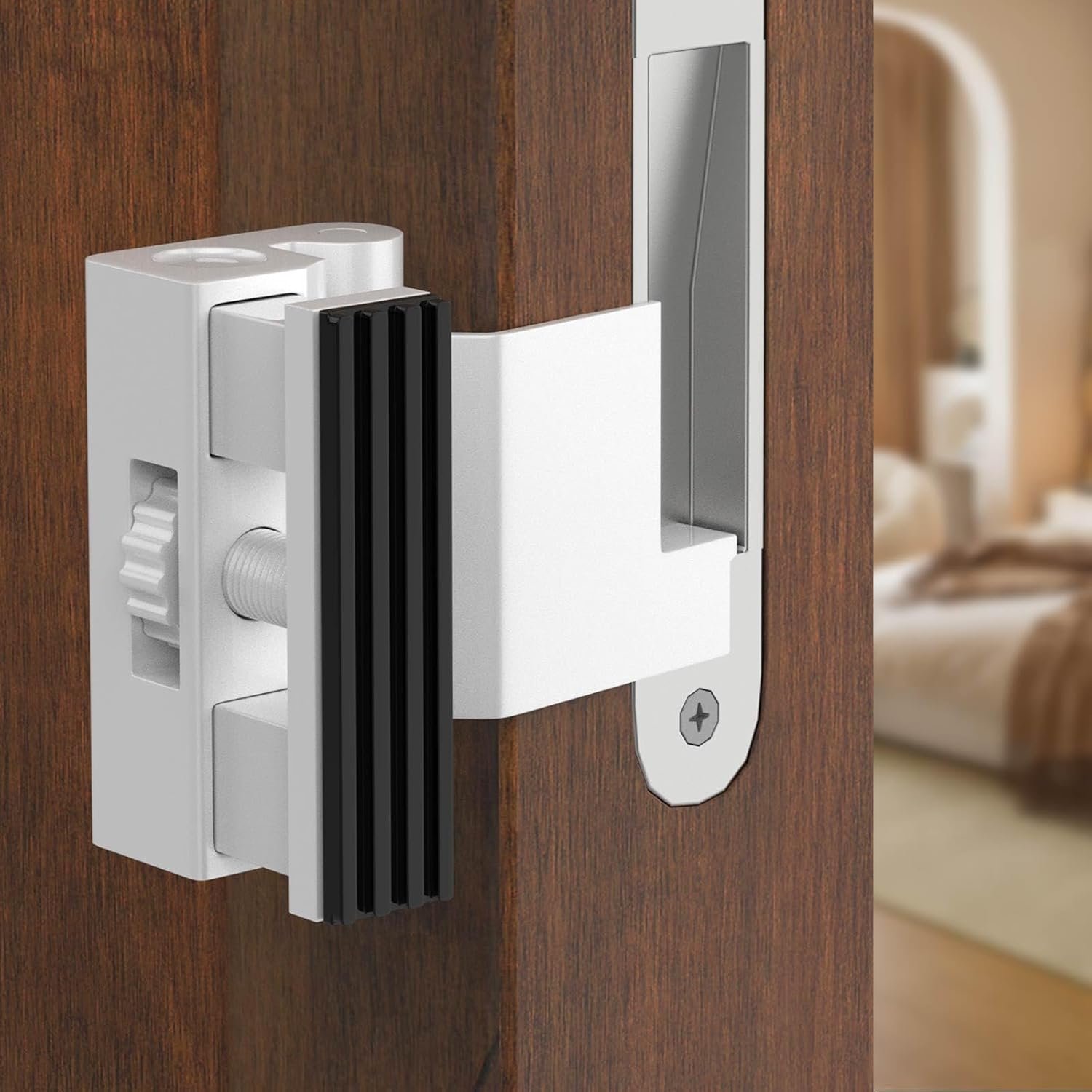Upgraded Portable Door Lock for Travel & Home – No Drill Anti-Kick Door Reinforcement Lock with 800lbs Strength, Fits Inward Swing Doors, White
