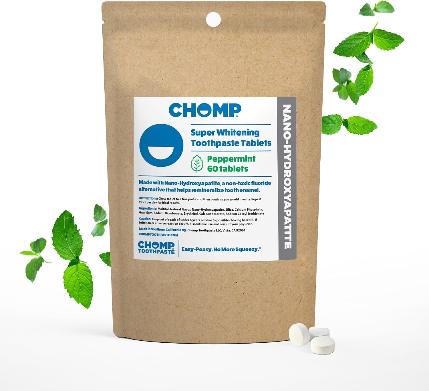 Chomp Super Whitening Toothpaste Tablets with Nano Hydroxyapatite Refill