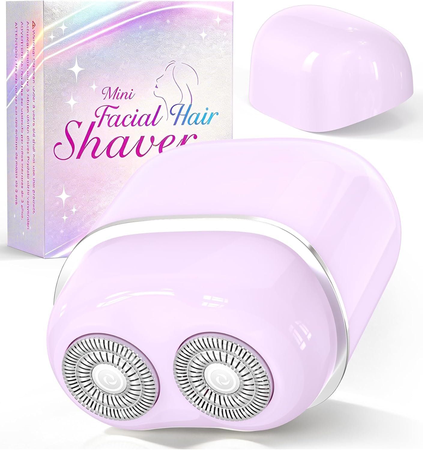 Facial Hair Removal for Women Face: Painless Face Shaver with 2 Dual Blades – Rechargeable Portable Hair Remover Device for Peach Fuzz Upper Lip Chin – Ideal for Travel/Makeup Prep