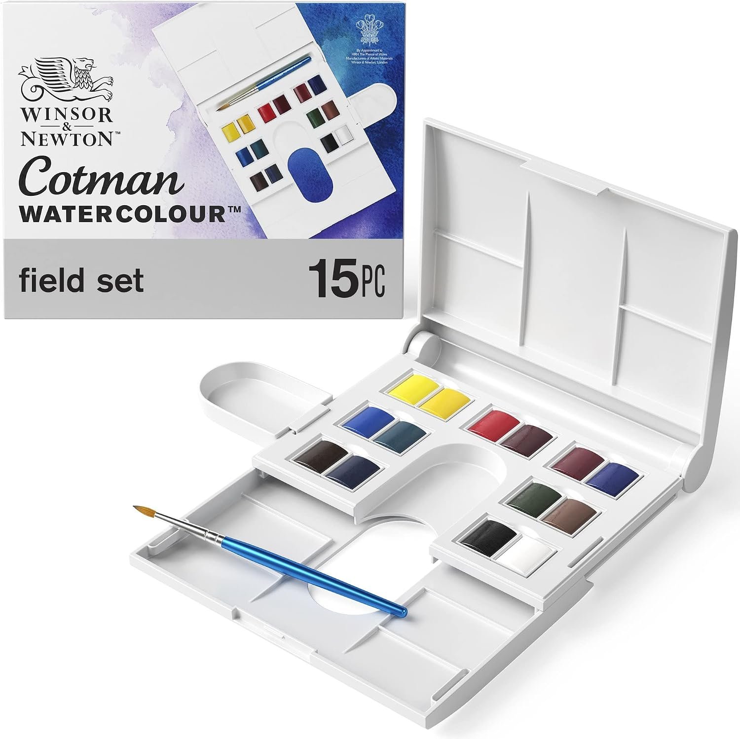Winsor & Newton Cotman Watercolor Paint Set, 14 Half Pan Field Set