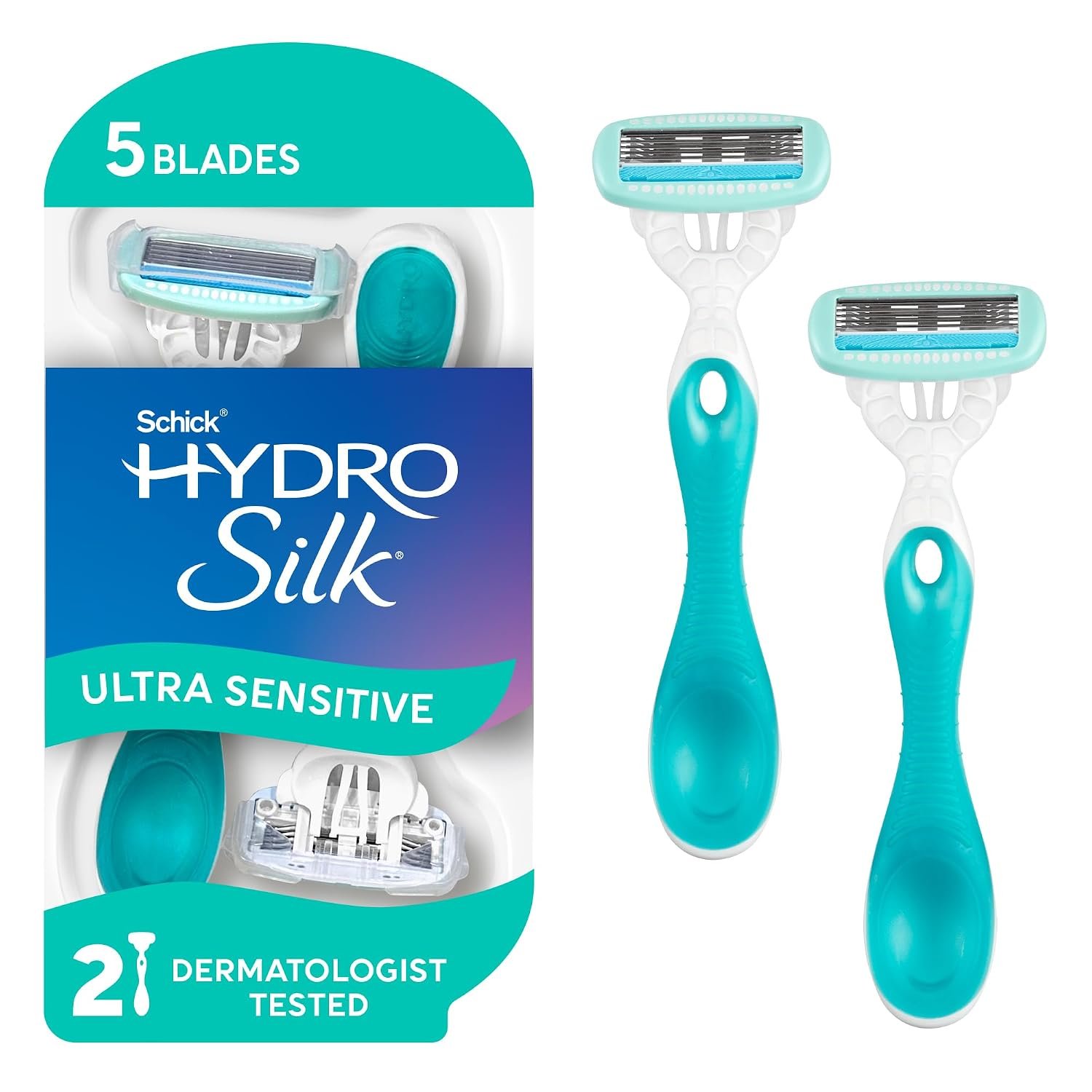 Schick Hydro Silk Sensitive 5-blade Disposable Razors for Women, 2 ct