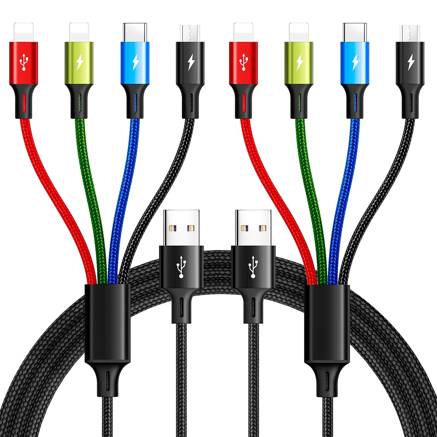 4 in 1 Multi Charging Cable ,3.5A Multiple Charger Cord Braided,2Pack 4Ft
