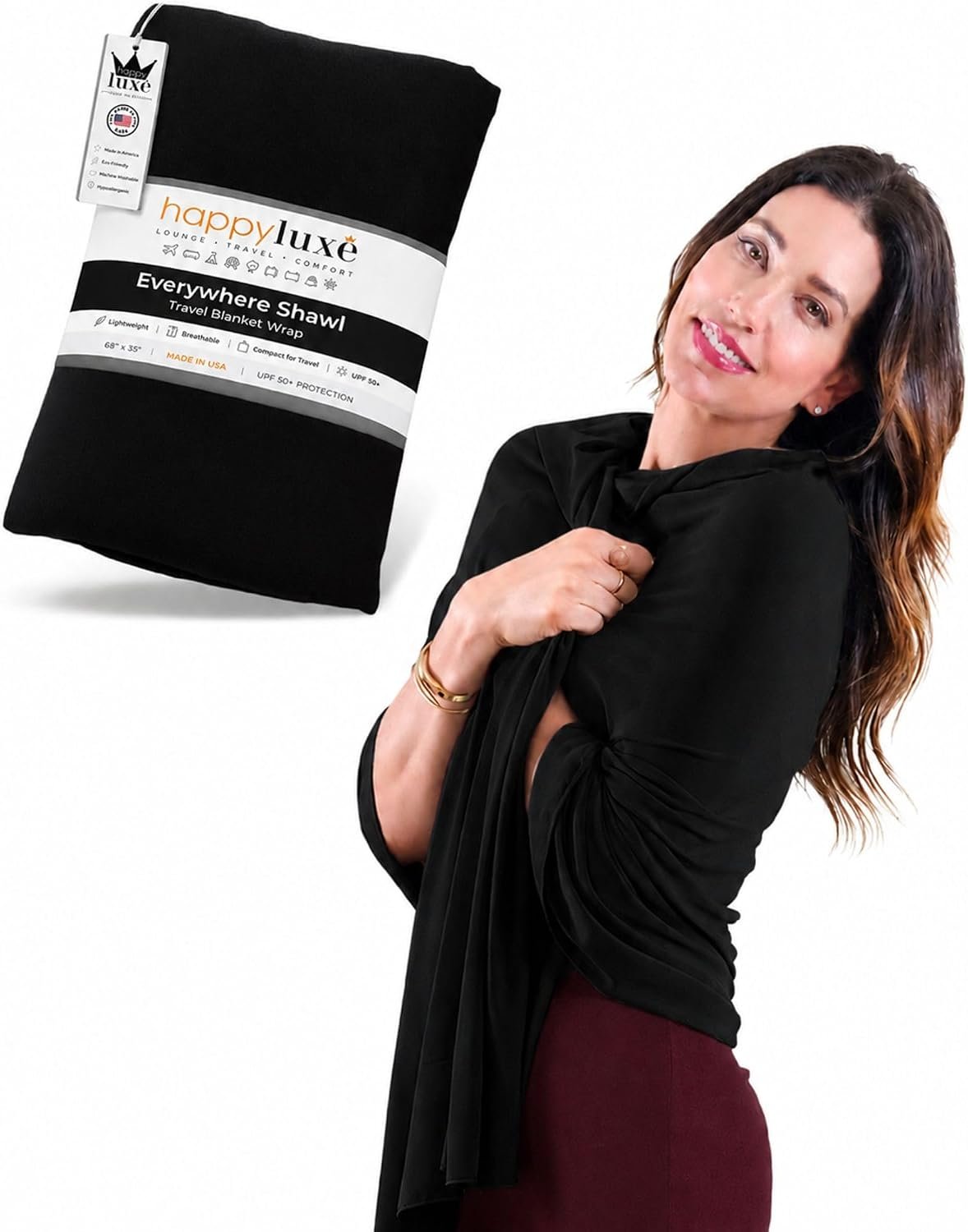 Happyluxe Pashmina Shawl Wraps for Women | USA Made Travel Scarf for Women