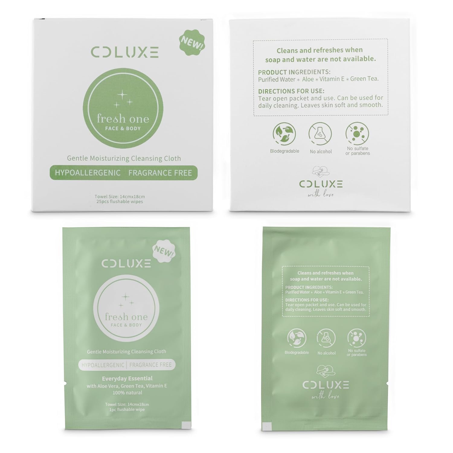 Fresh One (Body, Face, or Toilet) – Personal Cleansing | All Natural & Flushable, Sensitive Skin, Deodorizing, Hand Wipes, Moisturizing, Individually Wrapped on-the-go Singles (25)
