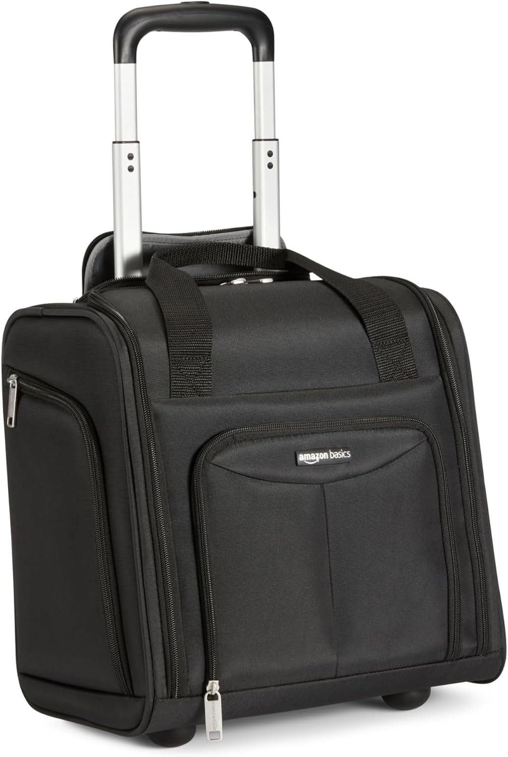 Amazon Basics Underseat Carry-On Luggage with Wheels and Handle, 14″ Rolling Travel Bag, Fits Under the Seat, Black