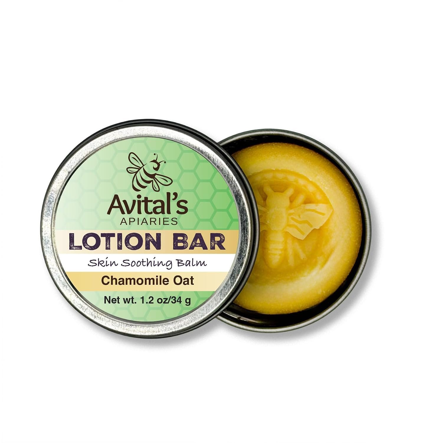 Avital’s Apiaries Chamomile Oat Lotion Bar for Sensitive Skin – Beeswax Balm with Oat Oil & Chamomile Extract – Natural Moisturizer for Dry, Itchy Skin & Eczema Relief Support– Light Scent