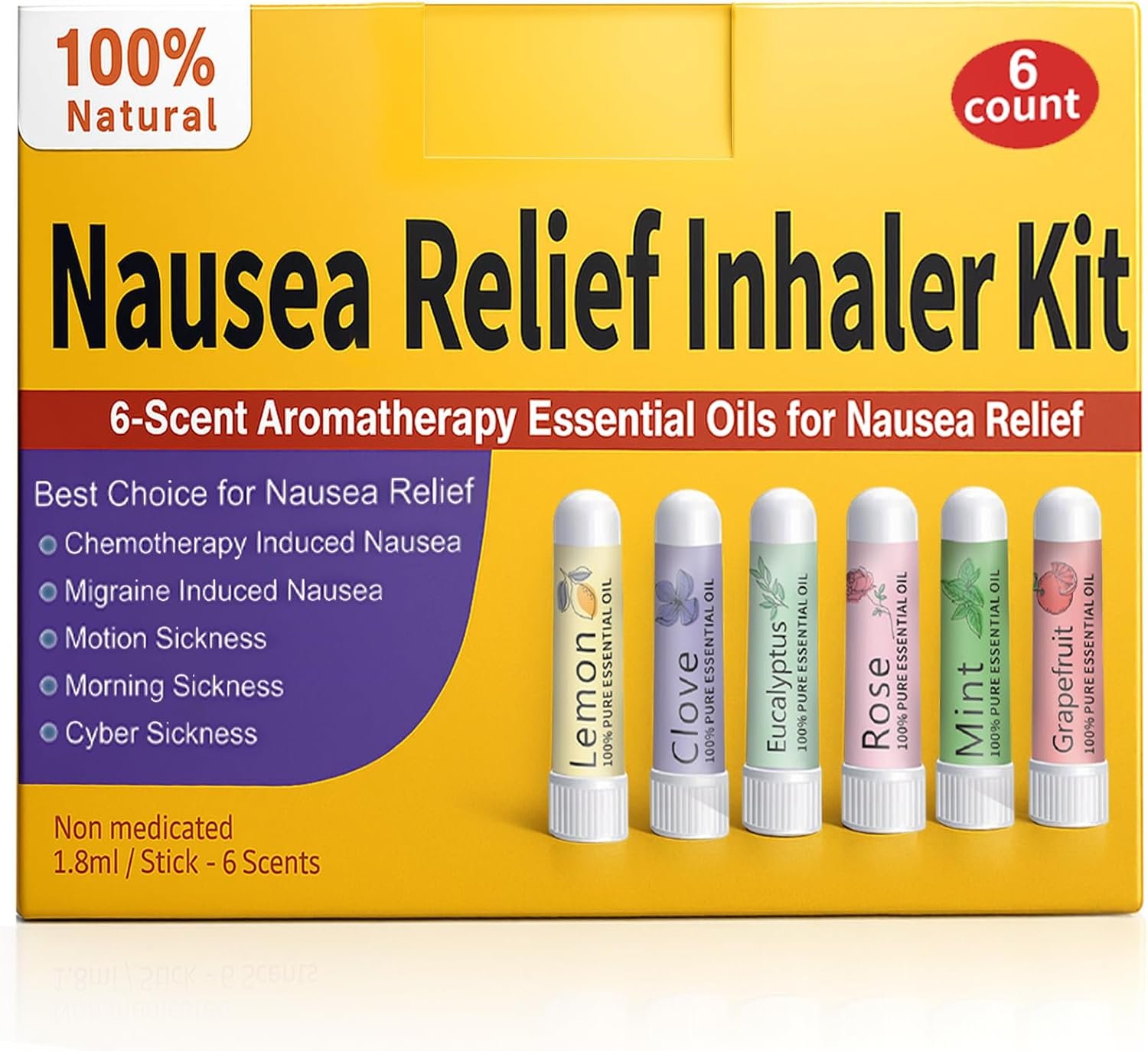 Hion Nausea Relief Inhaler 6 pcs for Motion Sickness and Morning Sickness