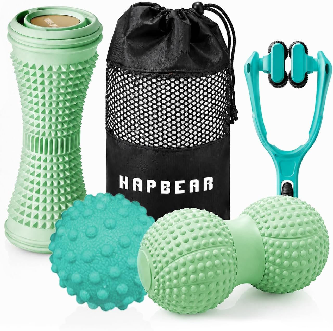 HAPBEAR Massage Ball Set 4 PC, Plantar Fasciitis Relief, with Storage Bag