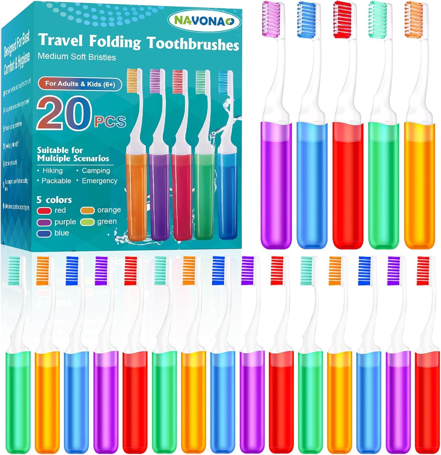 Navona 20 PCS Travel Toothbrush Set, Potable Travel Size Toothbrushes