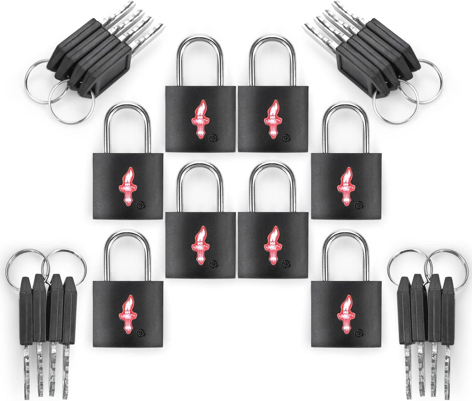 TSA Luggage Locks 8-Pack Black – Keyed Alike Safe Skies Approved for Travel