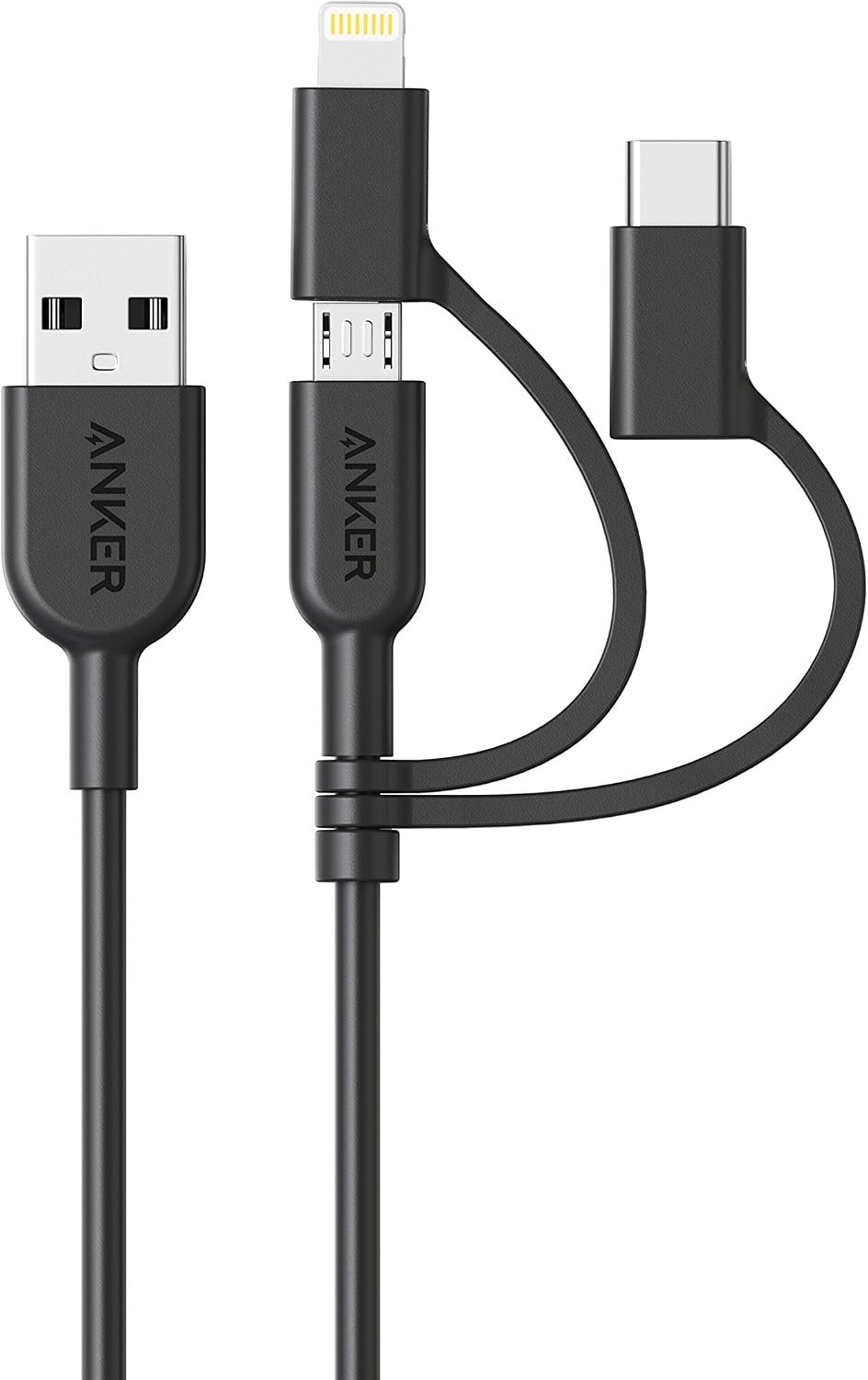 Anker Powerline II 3-in-1 Lightning, USB C, Micro USB Cable