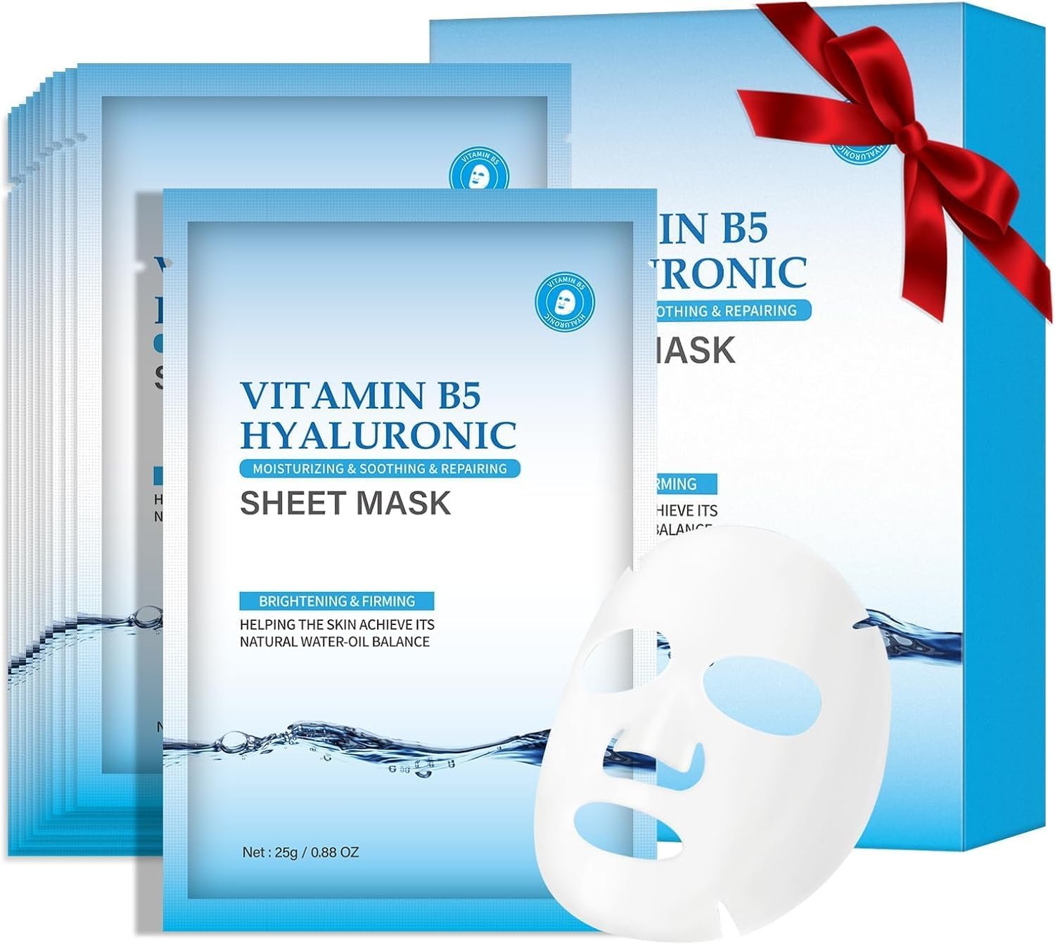 IREV Hyaluronic Acid Face Masks Skincare with Vitamin B5, Hydrating Moisturizing Facial Masks Skin Care, Face Sheet Mask Daily Care Beauty Care for for All Skin