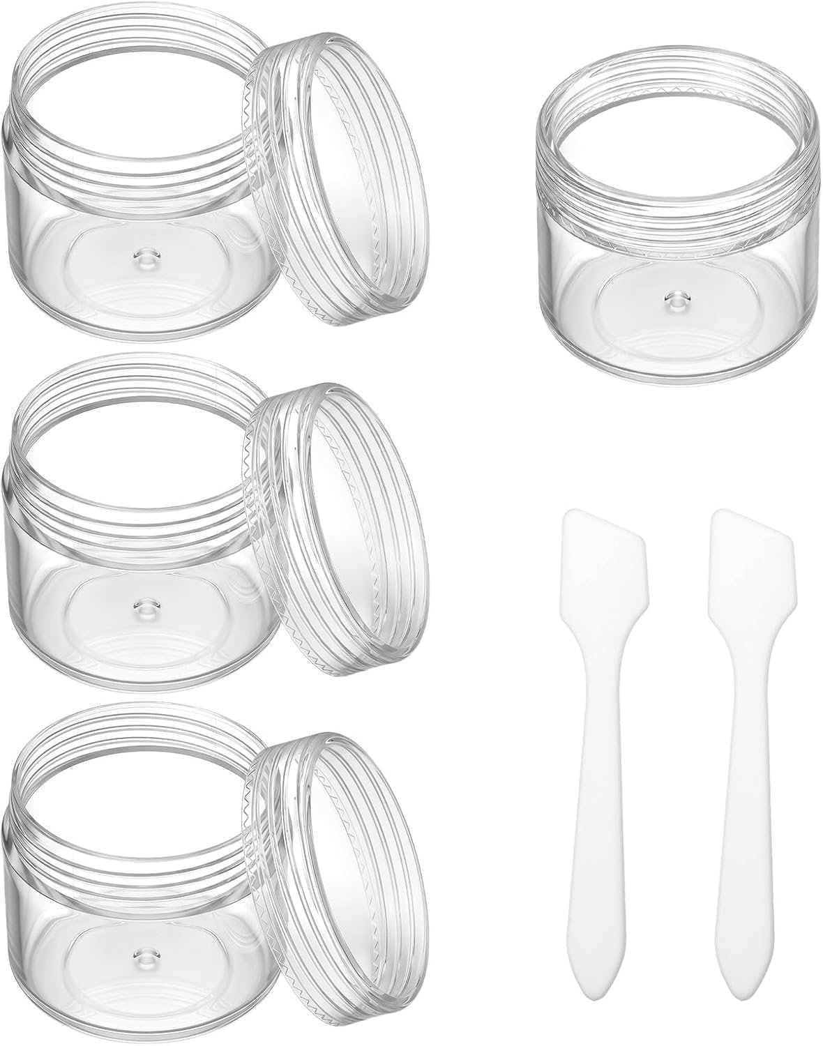 4PCS 20ml Plastic Clear Travel Jars for Creams with 2Pcs Spatulas