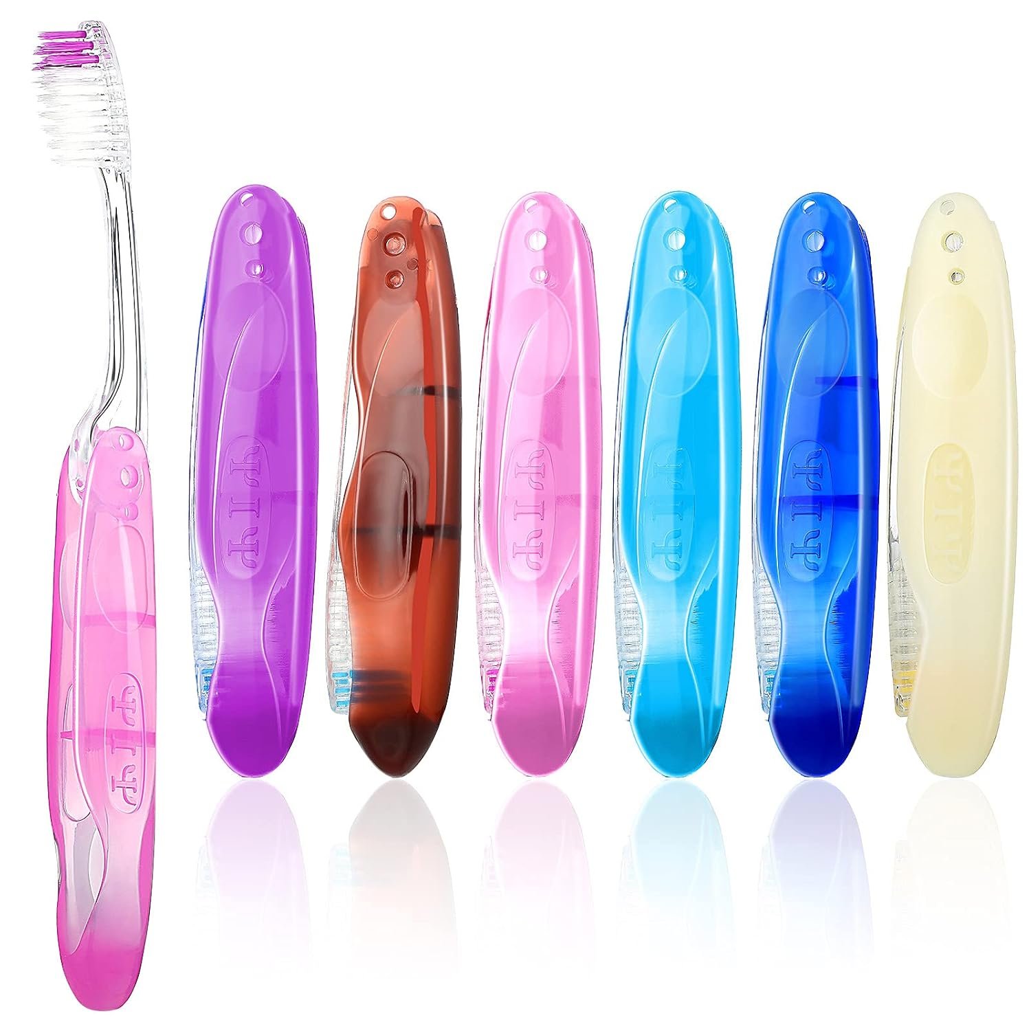 Patelai 6 Pieces Travel Toothbrush Travel Folding Toothbrushes Bulk