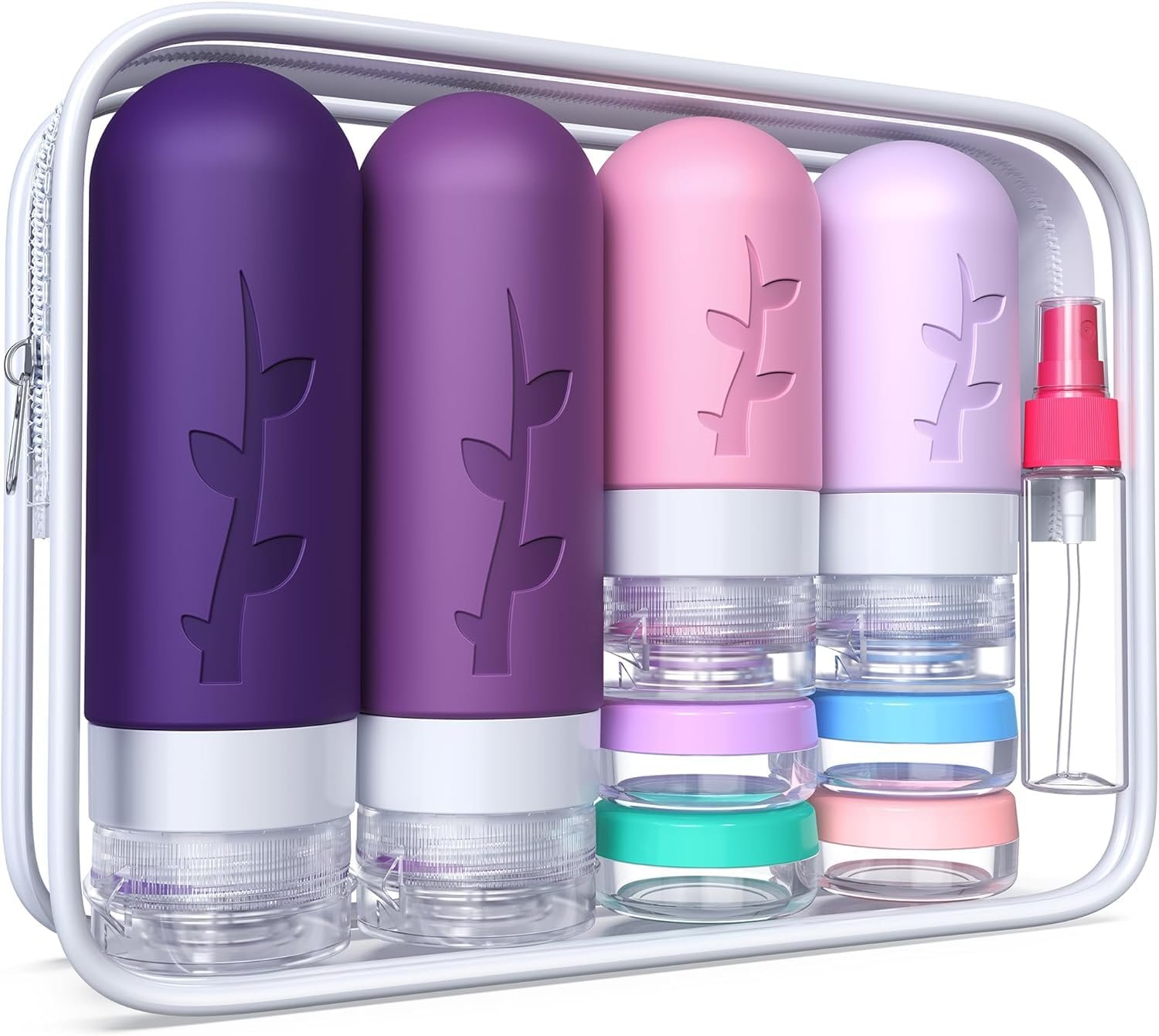 Tocelffe TSA Approved Travel Containers for Toiletries – Leak Proof Silicone Bottles, Refillable Liquid Travel Essentials for Shampoo, Conditioner, Lotion