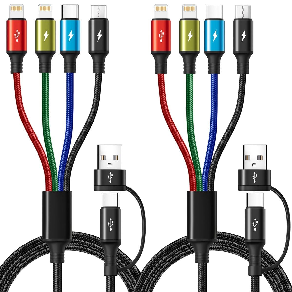 Minlu 6 in 1 Multi Charging Cable, USB A/USB C Charger Cable, 2 Pack 6Ft