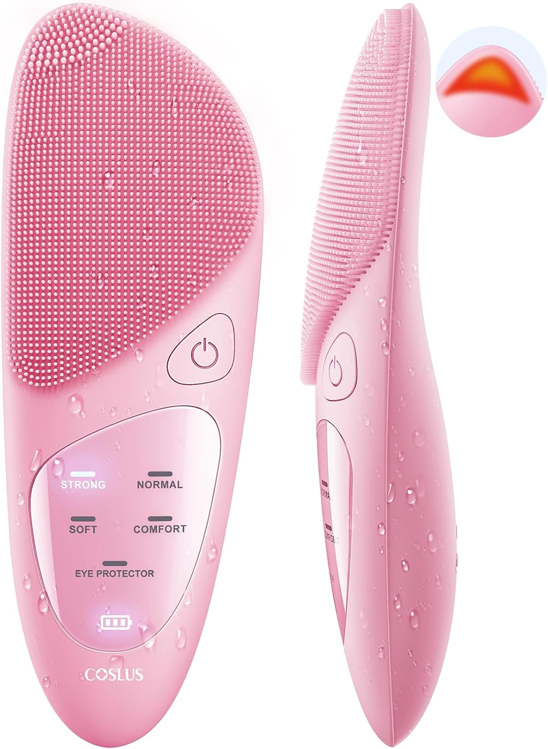 COSLUS JMY05 Silicone Face Scrubber Facial Cleansing Brush, Heat Eye Care