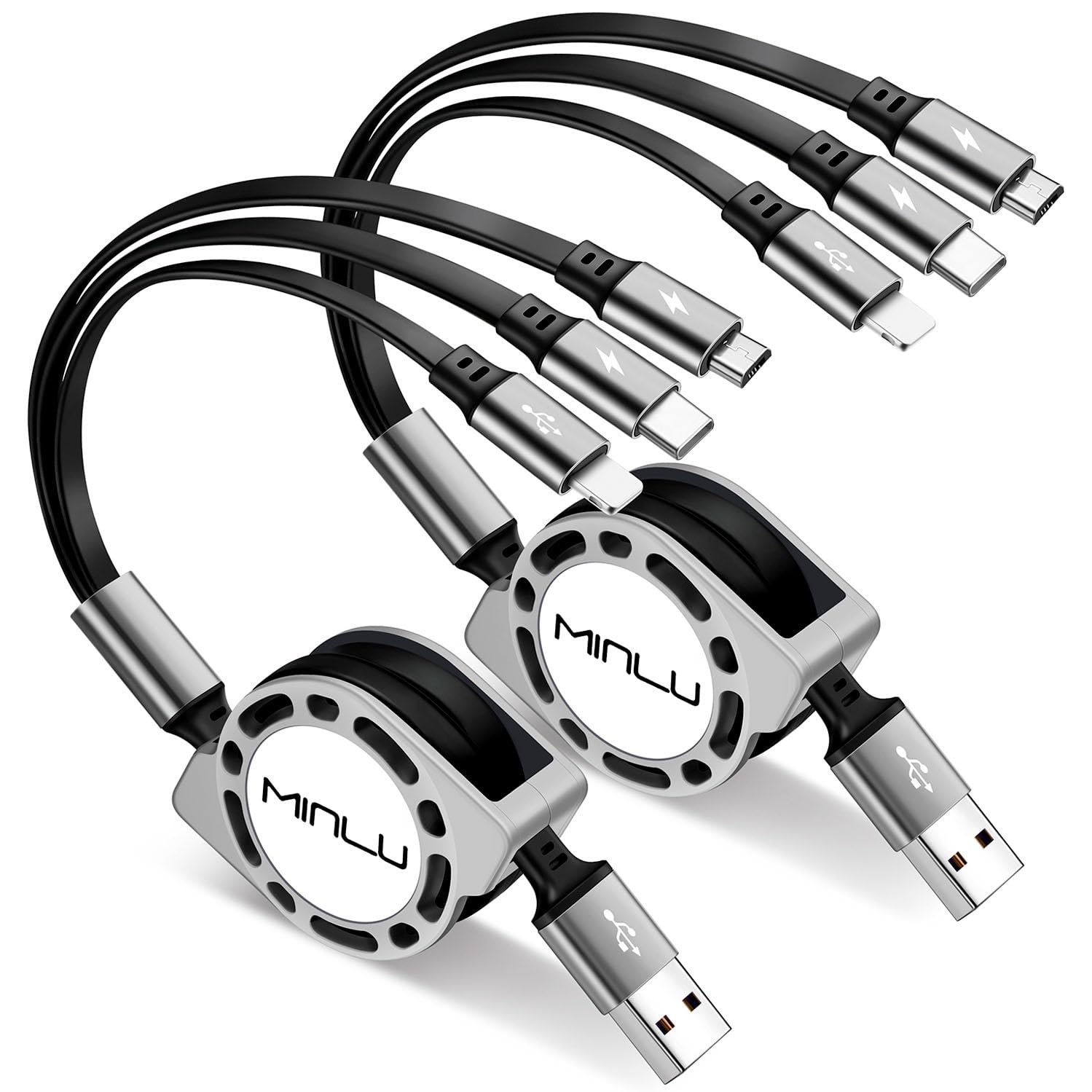 Multi Charging Cable 3A, Retractable Car Charger Cord for Multiple Devices