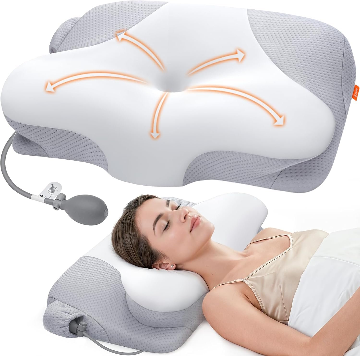 Inflatable Cervical Neck Pillow for Sleeping with Adjustable Support