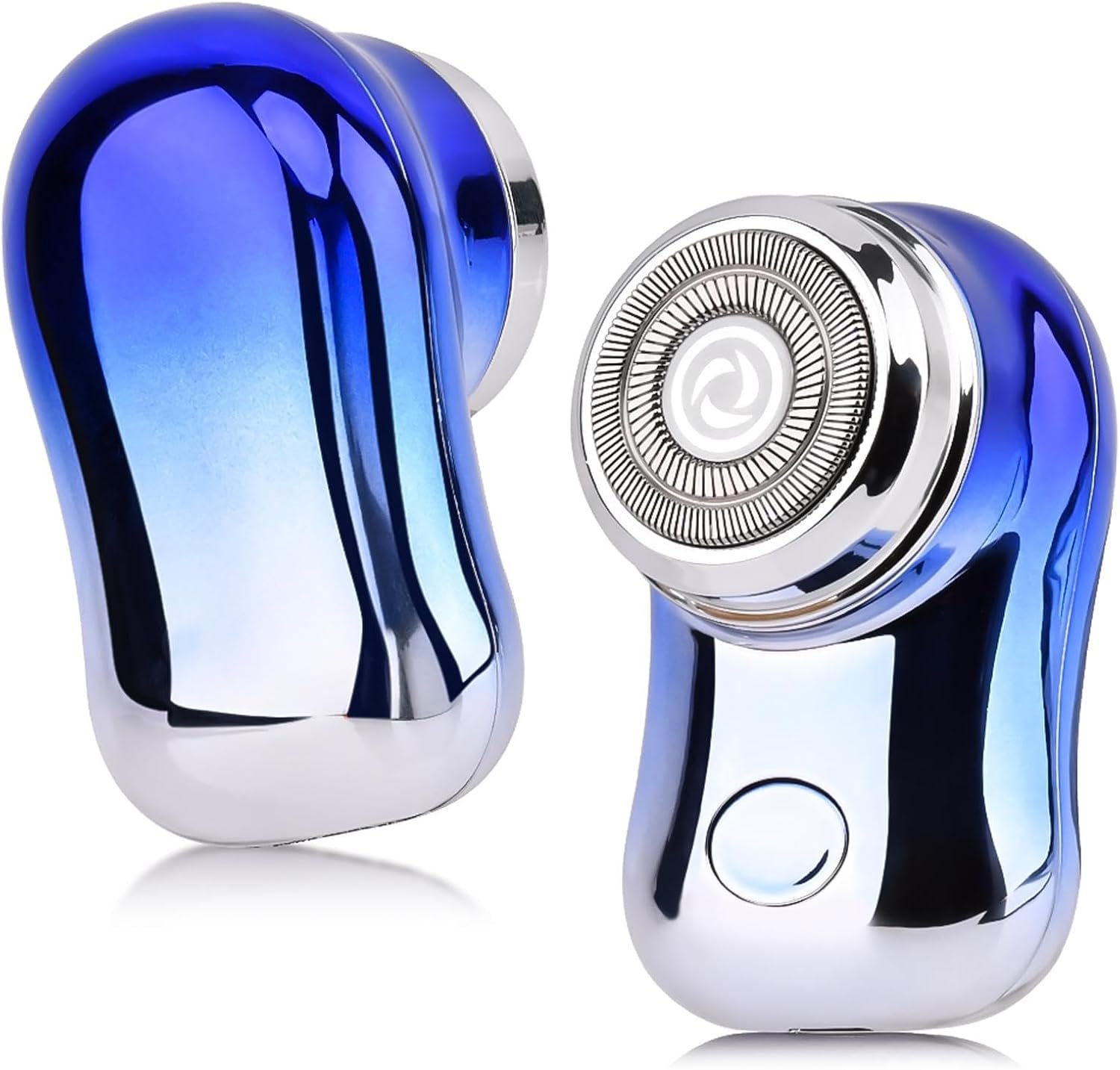 Mini Travel Electric Shaver, Portable Pocket Size Rechargeable Shaving Razor Lightweight Razor with Battery Power Display Wet & Dry Rotary for Teen Office Business(Gradient Blue)