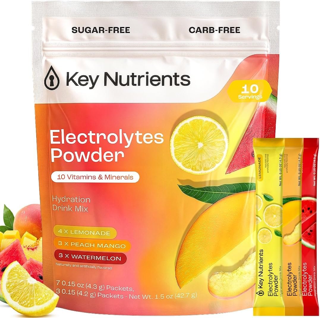 KEY NUTRIENTS Multivitamin Electrolyte Packets, No Sugar Variety Pack, 10Ct